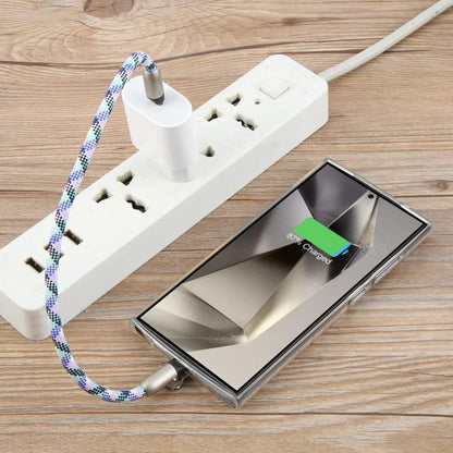 Type-C to Type-C Data Charging Cable Wrist Strap Phone Short Lanyard(Black White Cross) - Lanyards & Wrist Straps by buy2fix | Online Shopping UK | buy2fix