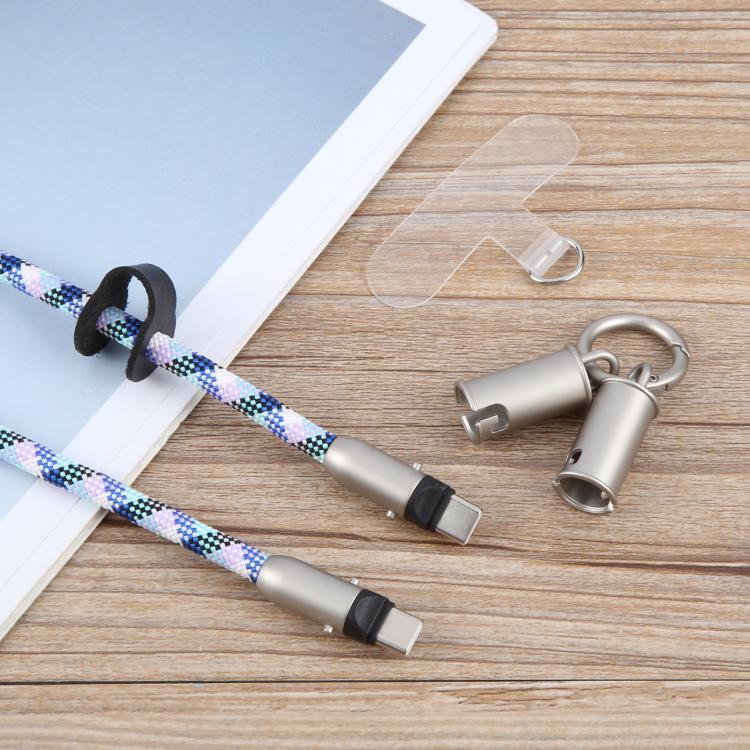 Type-C to Type-C Silicone Data Charging Cable Crossbody Phone Long Lanyard(Green Purple White) - Lanyards & Wrist Straps by buy2fix | Online Shopping UK | buy2fix