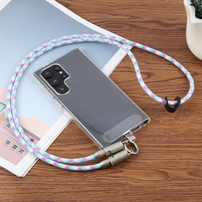 Type-C to Type-C Silicone Data Charging Cable Crossbody Phone Long Lanyard(Green Purple White) - Lanyards & Wrist Straps by buy2fix | Online Shopping UK | buy2fix