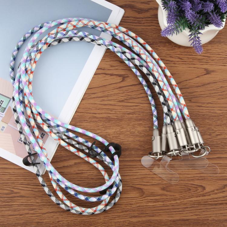 Type-C to Type-C Silicone Data Charging Cable Crossbody Phone Long Lanyard(Green Purple White) - Lanyards & Wrist Straps by buy2fix | Online Shopping UK | buy2fix