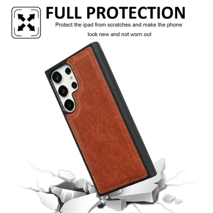 For Samsung Galaxy S25 Ultra 5G Cowhide Texture Back Cover Phone Case(Brown) - Galaxy S25 Ultra 5G Cases by buy2fix | Online Shopping UK | buy2fix