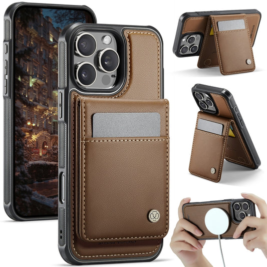 For iPhone 16 Pro JEEHOOD J06 British Style RFID MagSafe Card Bag PU Phone Case(Brown) - iPhone 16 Pro Cases by JEEHOOD | Online Shopping UK | buy2fix