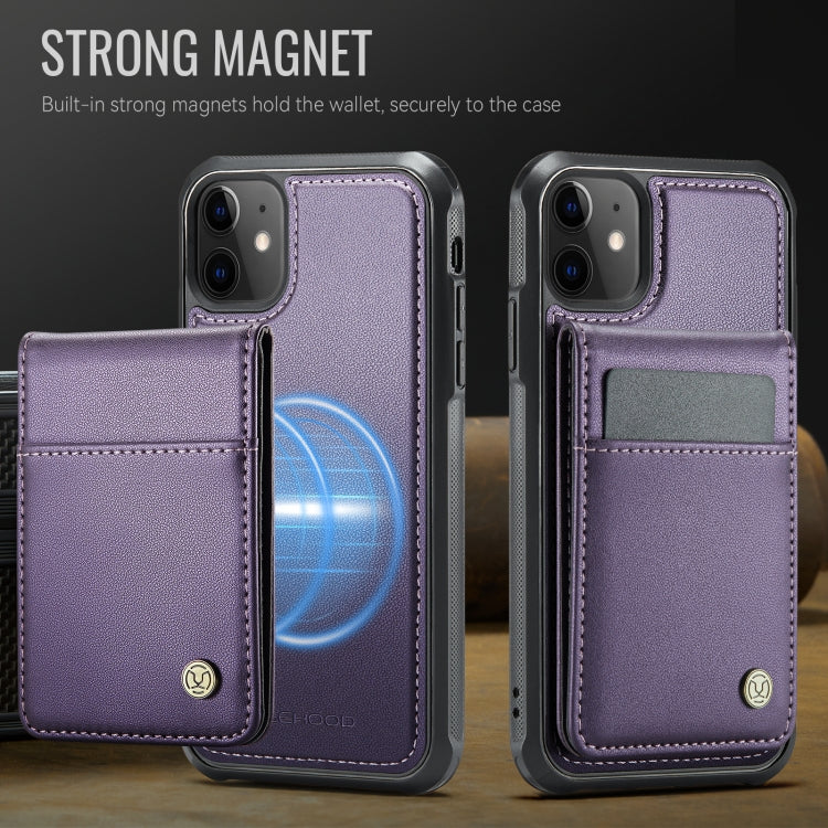 For iPhone 11 JEEHOOD J06 British Style RFID MagSafe Card Bag PU Phone Case(Purple) - iPhone 11 Cases by JEEHOOD | Online Shopping UK | buy2fix