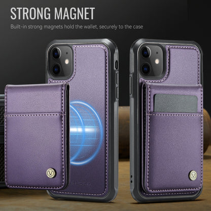For iPhone 11 JEEHOOD J06 British Style RFID MagSafe Card Bag PU Phone Case(Purple) - iPhone 11 Cases by JEEHOOD | Online Shopping UK | buy2fix