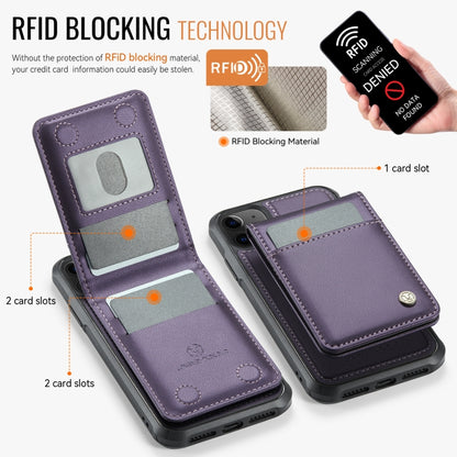 For iPhone 11 JEEHOOD J06 British Style RFID MagSafe Card Bag PU Phone Case(Purple) - iPhone 11 Cases by JEEHOOD | Online Shopping UK | buy2fix