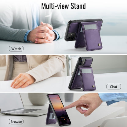 For iPhone 11 JEEHOOD J06 British Style RFID MagSafe Card Bag PU Phone Case(Purple) - iPhone 11 Cases by JEEHOOD | Online Shopping UK | buy2fix