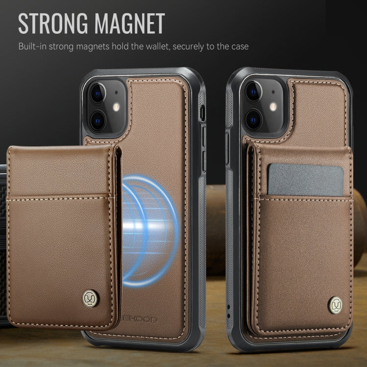 For iPhone 11 JEEHOOD J06 British Style RFID MagSafe Card Bag PU Phone Case(Brown) - iPhone 11 Cases by JEEHOOD | Online Shopping UK | buy2fix
