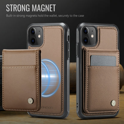 For iPhone 11 JEEHOOD J06 British Style RFID MagSafe Card Bag PU Phone Case(Brown) - iPhone 11 Cases by JEEHOOD | Online Shopping UK | buy2fix