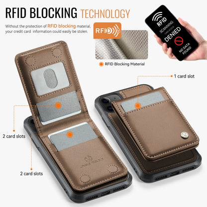 For iPhone 11 JEEHOOD J06 British Style RFID MagSafe Card Bag PU Phone Case(Brown) - iPhone 11 Cases by JEEHOOD | Online Shopping UK | buy2fix