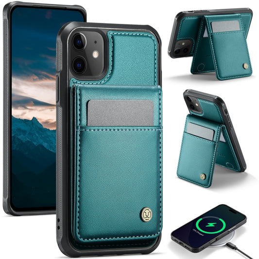 For iPhone 11 JEEHOOD J06 British Style RFID MagSafe Card Bag PU Phone Case(Green) - iPhone 11 Cases by JEEHOOD | Online Shopping UK | buy2fix