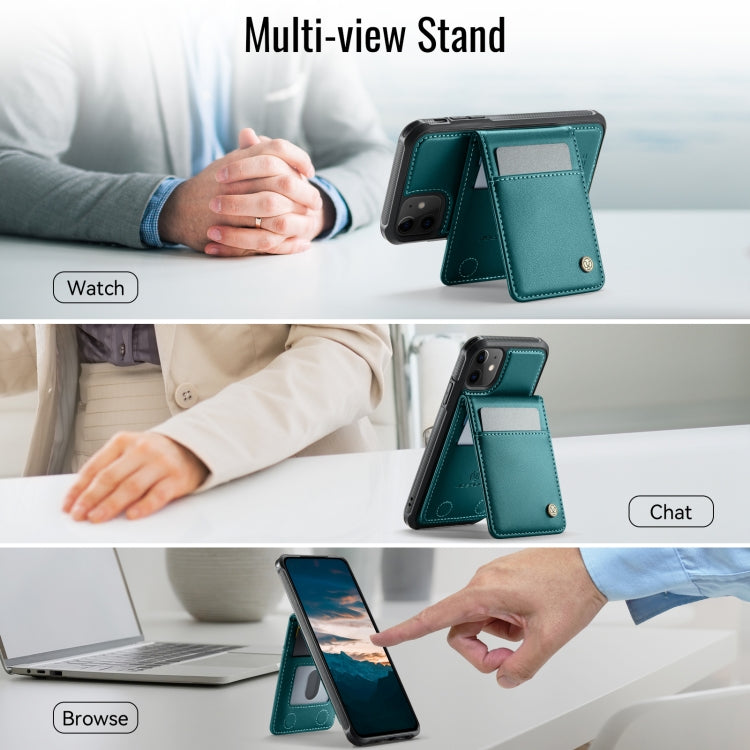 For iPhone 11 JEEHOOD J06 British Style RFID MagSafe Card Bag PU Phone Case(Green) - iPhone 11 Cases by JEEHOOD | Online Shopping UK | buy2fix