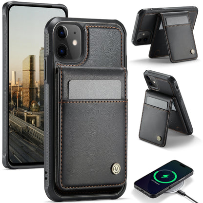 For iPhone 11 JEEHOOD J06 British Style RFID MagSafe Card Bag PU Phone Case(Black) - iPhone 11 Cases by JEEHOOD | Online Shopping UK | buy2fix