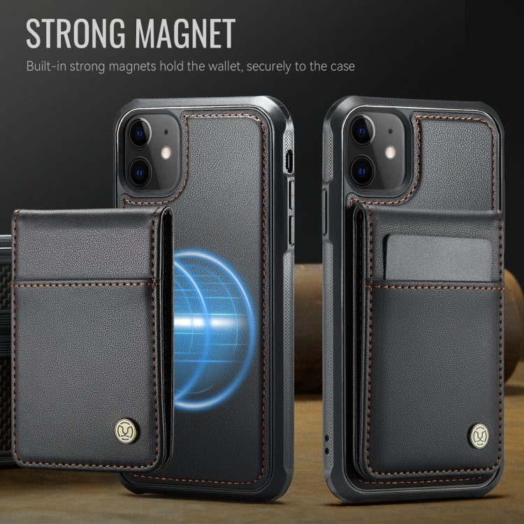 For iPhone 11 JEEHOOD J06 British Style RFID MagSafe Card Bag PU Phone Case(Black) - iPhone 11 Cases by JEEHOOD | Online Shopping UK | buy2fix