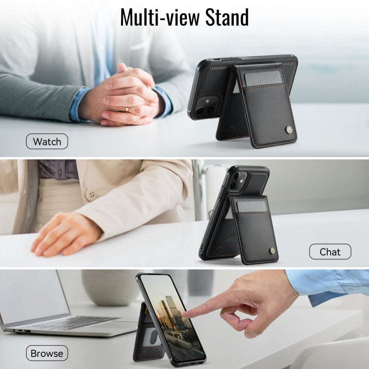 For iPhone 11 JEEHOOD J06 British Style RFID MagSafe Card Bag PU Phone Case(Black) - iPhone 11 Cases by JEEHOOD | Online Shopping UK | buy2fix