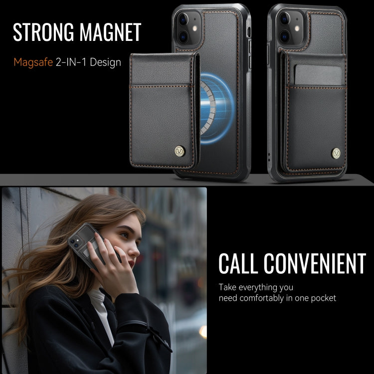 For iPhone 11 JEEHOOD J06 British Style RFID MagSafe Card Bag PU Phone Case(Black) - iPhone 11 Cases by JEEHOOD | Online Shopping UK | buy2fix