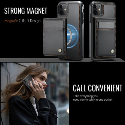 For iPhone 11 JEEHOOD J06 British Style RFID MagSafe Card Bag PU Phone Case(Black) - iPhone 11 Cases by JEEHOOD | Online Shopping UK | buy2fix