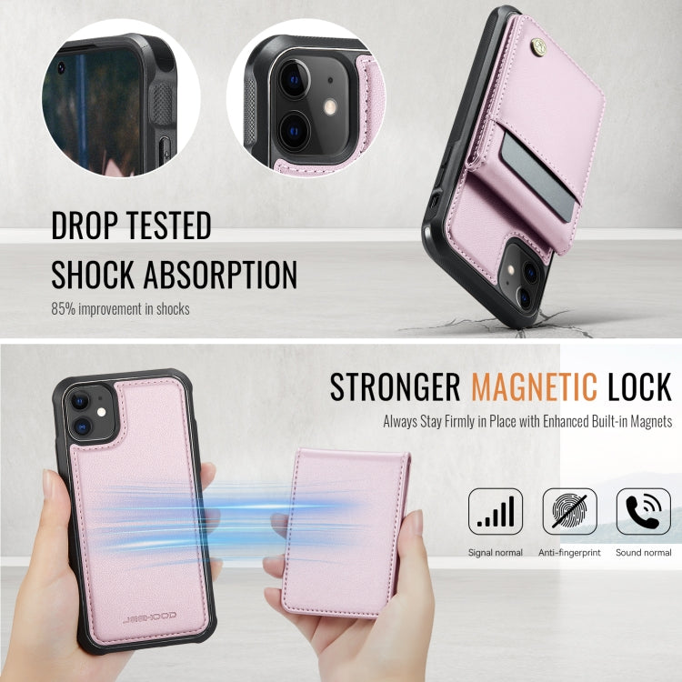 For iPhone 11 JEEHOOD J06 British Style RFID MagSafe Card Bag PU Phone Case(Pink) - iPhone 11 Cases by JEEHOOD | Online Shopping UK | buy2fix