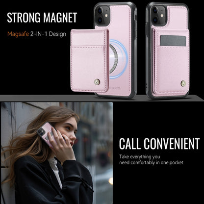 For iPhone 11 JEEHOOD J06 British Style RFID MagSafe Card Bag PU Phone Case(Pink) - iPhone 11 Cases by JEEHOOD | Online Shopping UK | buy2fix