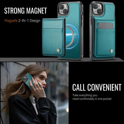 For iPhone 15 JEEHOOD J06 British Style RFID MagSafe Card Bag PU Phone Case(Green) - iPhone 15 Cases by JEEHOOD | Online Shopping UK | buy2fix