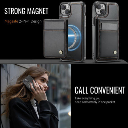 For iPhone 14 JEEHOOD J06 British Style RFID MagSafe Card Bag PU Phone Case(Black) - iPhone 14 Cases by JEEHOOD | Online Shopping UK | buy2fix