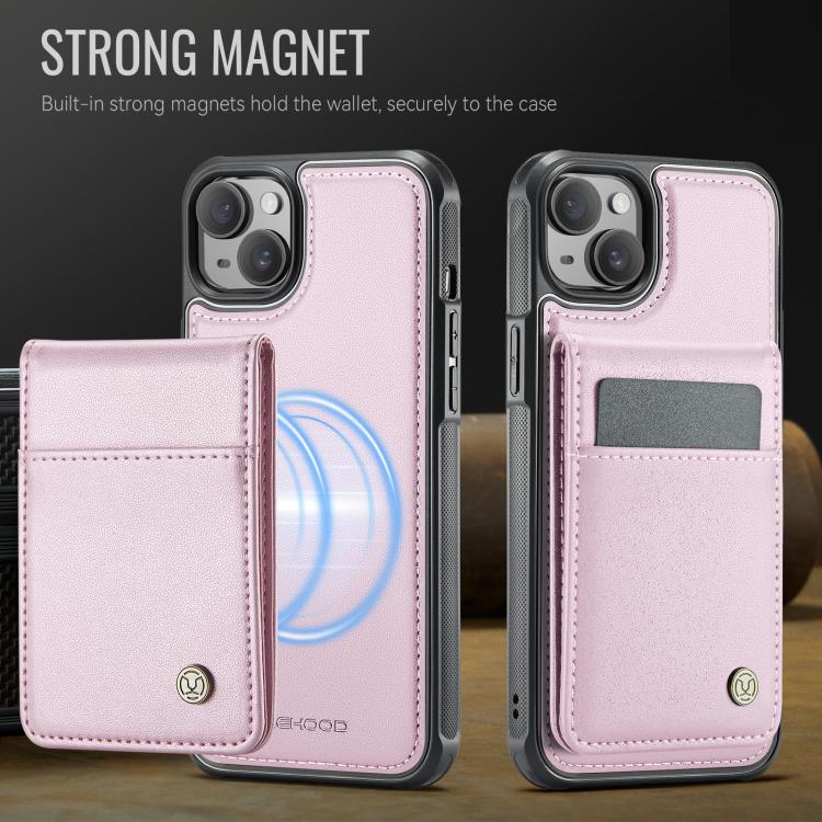For iPhone 13 JEEHOOD J06 British Style RFID MagSafe Card Bag PU Phone Case(Pink) - iPhone 13 Cases by JEEHOOD | Online Shopping UK | buy2fix