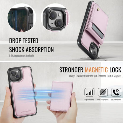 For iPhone 13 JEEHOOD J06 British Style RFID MagSafe Card Bag PU Phone Case(Pink) - iPhone 13 Cases by JEEHOOD | Online Shopping UK | buy2fix
