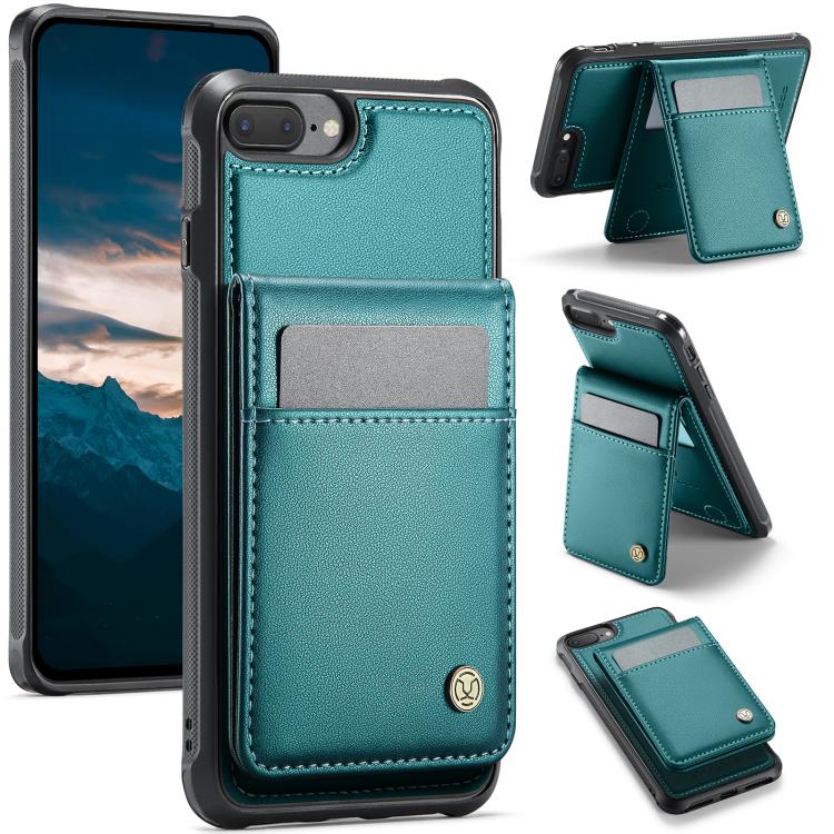 For iPhone 8 Plus / 7 Plus JEEHOOD J06 British Style RFID MagSafe Card Bag PU Phone Case(Green) - More iPhone Cases by JEEHOOD | Online Shopping UK | buy2fix