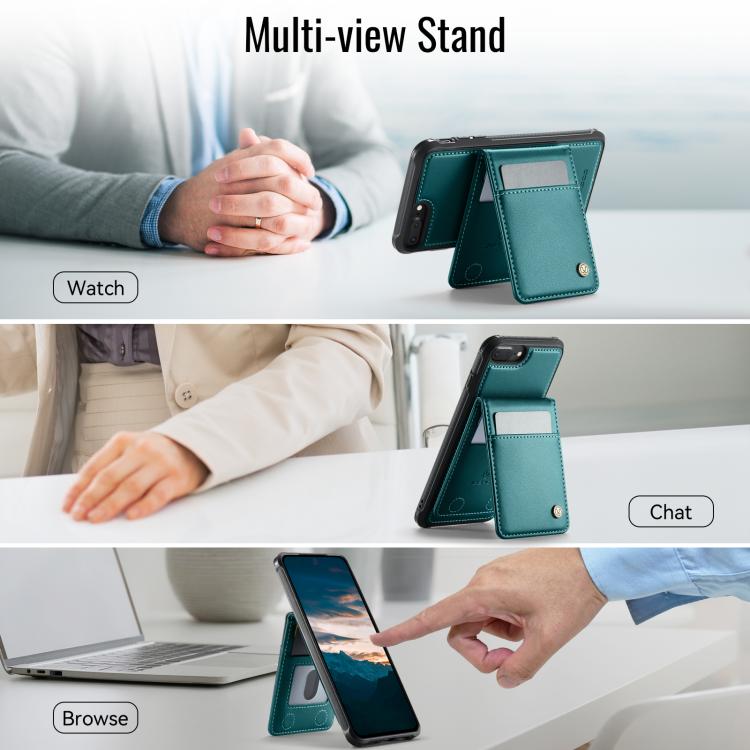 For iPhone 8 Plus / 7 Plus JEEHOOD J06 British Style RFID MagSafe Card Bag PU Phone Case(Green) - More iPhone Cases by JEEHOOD | Online Shopping UK | buy2fix