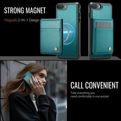For iPhone 8 Plus / 7 Plus JEEHOOD J06 British Style RFID MagSafe Card Bag PU Phone Case(Green) - More iPhone Cases by JEEHOOD | Online Shopping UK | buy2fix