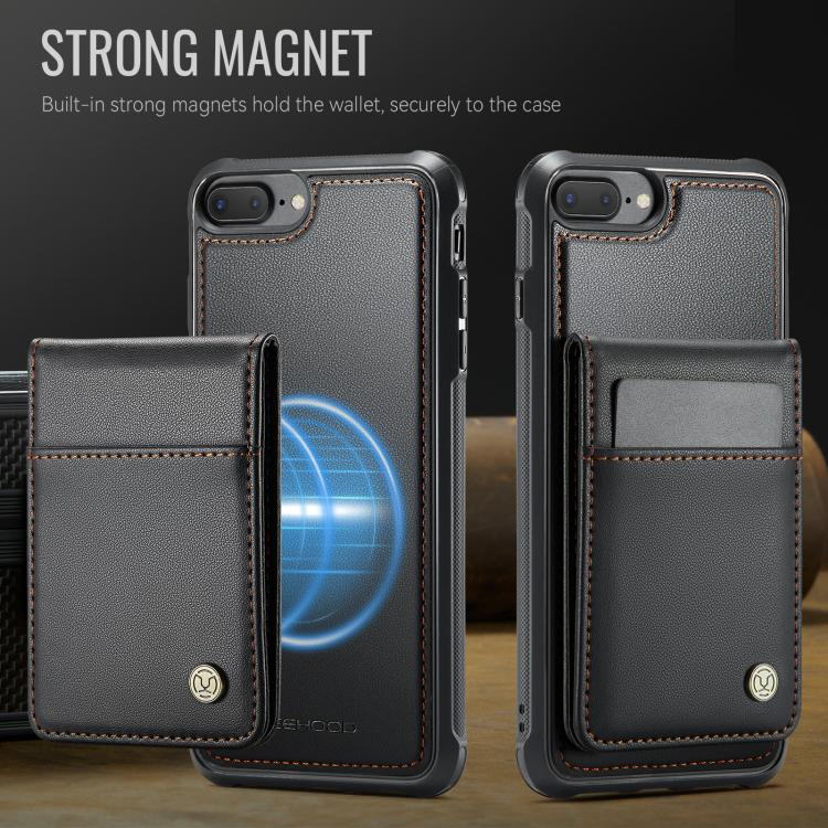 For iPhone 8 Plus / 7 Plus JEEHOOD J06 British Style RFID MagSafe Card Bag PU Phone Case(Black) - More iPhone Cases by JEEHOOD | Online Shopping UK | buy2fix