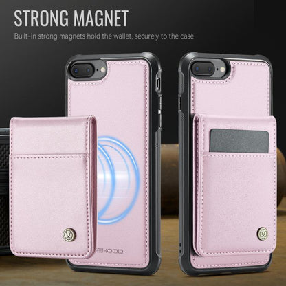 For iPhone 8 Plus / 7 Plus JEEHOOD J06 British Style RFID MagSafe Card Bag PU Phone Case(Pink) - More iPhone Cases by JEEHOOD | Online Shopping UK | buy2fix
