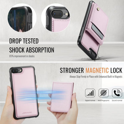 For iPhone 8 Plus / 7 Plus JEEHOOD J06 British Style RFID MagSafe Card Bag PU Phone Case(Pink) - More iPhone Cases by JEEHOOD | Online Shopping UK | buy2fix