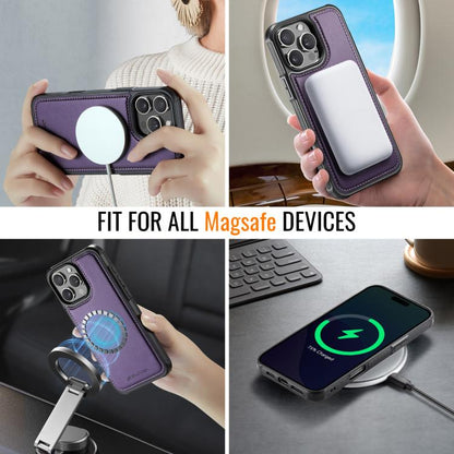 For iPhone 15 Pro Max JEEHOOD J06 British Style RFID MagSafe Card Bag PU Phone Case(Purple) - iPhone 15 Pro Max Cases by JEEHOOD | Online Shopping UK | buy2fix