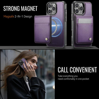 For iPhone 15 Pro Max JEEHOOD J06 British Style RFID MagSafe Card Bag PU Phone Case(Purple) - iPhone 15 Pro Max Cases by JEEHOOD | Online Shopping UK | buy2fix