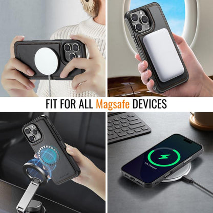 For iPhone 15 Pro Max JEEHOOD J06 British Style RFID MagSafe Card Bag PU Phone Case(Black) - iPhone 15 Pro Max Cases by JEEHOOD | Online Shopping UK | buy2fix