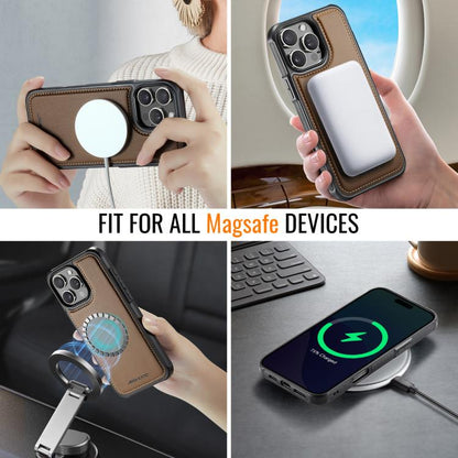 For iPhone 15 Pro JEEHOOD J06 British Style RFID MagSafe Card Bag PU Phone Case(Brown) - iPhone 15 Pro Cases by JEEHOOD | Online Shopping UK | buy2fix