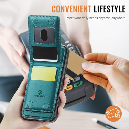 For iPhone 15 Pro JEEHOOD J06 British Style RFID MagSafe Card Bag PU Phone Case(Green) - iPhone 15 Pro Cases by JEEHOOD | Online Shopping UK | buy2fix