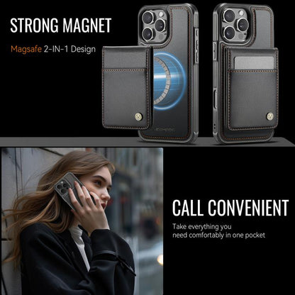 For iPhone 15 Pro JEEHOOD J06 British Style RFID MagSafe Card Bag PU Phone Case(Black) - iPhone 15 Pro Cases by JEEHOOD | Online Shopping UK | buy2fix