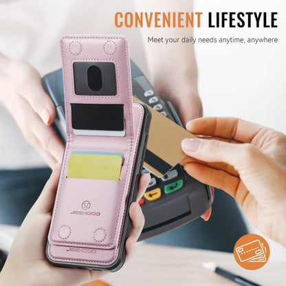 For iPhone 15 Pro JEEHOOD J06 British Style RFID MagSafe Card Bag PU Phone Case(Pink) - iPhone 15 Pro Cases by JEEHOOD | Online Shopping UK | buy2fix