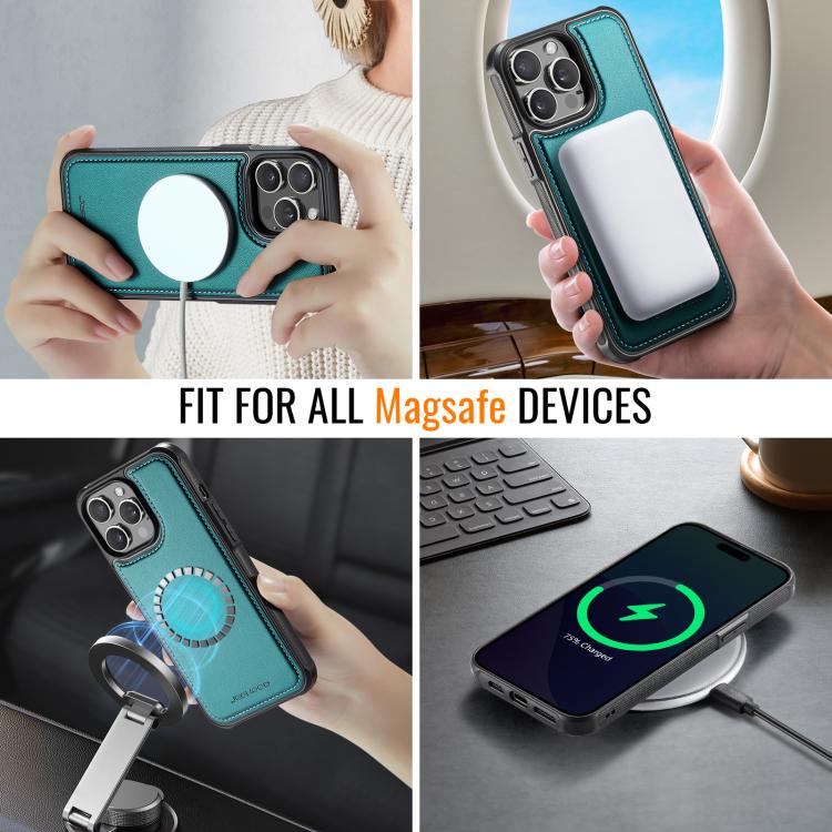 For iPhone 14 Pro Max JEEHOOD J06 British Style RFID MagSafe Card Bag PU Phone Case(Green) - iPhone 14 Pro Max Cases by JEEHOOD | Online Shopping UK | buy2fix