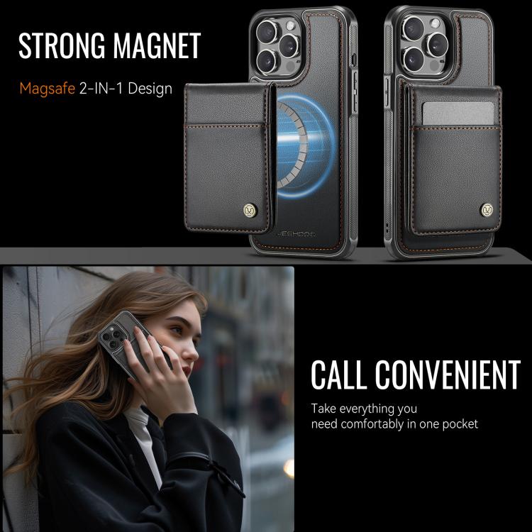 For iPhone 14 Pro Max JEEHOOD J06 British Style RFID MagSafe Card Bag PU Phone Case(Black) - iPhone 14 Pro Max Cases by JEEHOOD | Online Shopping UK | buy2fix