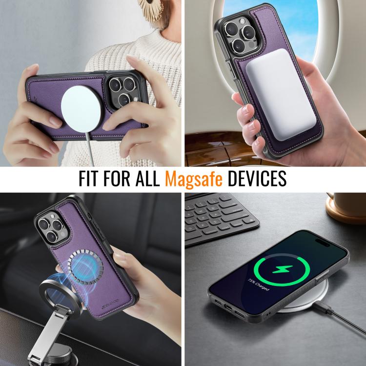 For iPhone 14 Pro JEEHOOD J06 British Style RFID MagSafe Card Bag PU Phone Case(Purple) - iPhone 14 Pro Cases by JEEHOOD | Online Shopping UK | buy2fix