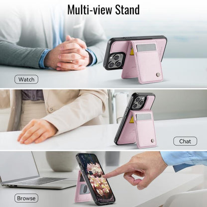 For iPhone 14 Pro JEEHOOD J06 British Style RFID MagSafe Card Bag PU Phone Case(Pink) - iPhone 14 Pro Cases by JEEHOOD | Online Shopping UK | buy2fix