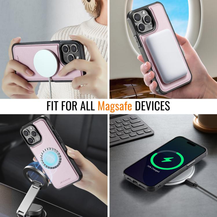 For iPhone 13 Pro Max JEEHOOD J06 British Style RFID MagSafe Card Bag PU Phone Case(Pink) - iPhone 13 Pro Max Cases by JEEHOOD | Online Shopping UK | buy2fix