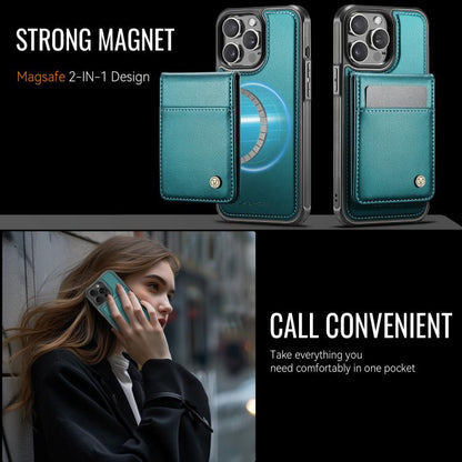 For iPhone 12 Pro Max JEEHOOD J06 British Style RFID MagSafe Card Bag PU Phone Case(Green) - iPhone 12 Pro Max Cases by JEEHOOD | Online Shopping UK | buy2fix