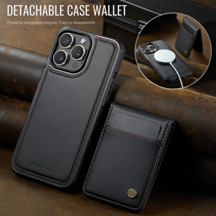 For iPhone 12 Pro Max JEEHOOD J06 British Style RFID MagSafe Card Bag PU Phone Case(Black) - iPhone 12 Pro Max Cases by JEEHOOD | Online Shopping UK | buy2fix