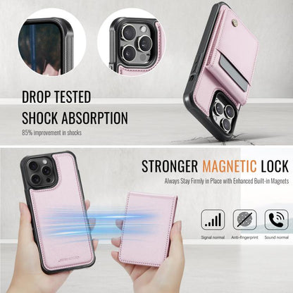 For iPhone 12 Pro Max JEEHOOD J06 British Style RFID MagSafe Card Bag PU Phone Case(Pink) - iPhone 12 Pro Max Cases by JEEHOOD | Online Shopping UK | buy2fix