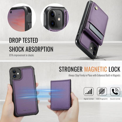 For iPhone 12 / 12 Pro JEEHOOD J06 British Style RFID MagSafe Card Bag PU Phone Case(Purple) - iPhone 12 / 12 Pro Cases by JEEHOOD | Online Shopping UK | buy2fix