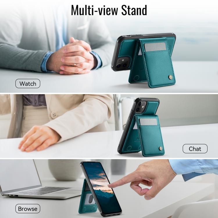 For iPhone 12 / 12 Pro JEEHOOD J06 British Style RFID MagSafe Card Bag PU Phone Case(Green) - iPhone 12 / 12 Pro Cases by JEEHOOD | Online Shopping UK | buy2fix