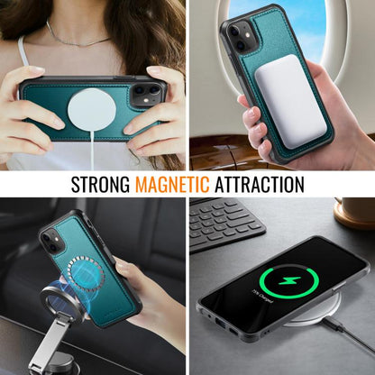 For iPhone 12 / 12 Pro JEEHOOD J06 British Style RFID MagSafe Card Bag PU Phone Case(Green) - iPhone 12 / 12 Pro Cases by JEEHOOD | Online Shopping UK | buy2fix